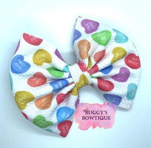 Candy hearts 2 bow/bow tie/headband/piggies/scrunchie