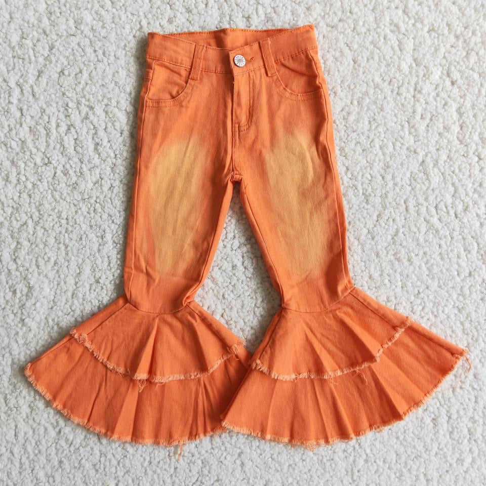 RTS Distressed Orange Denim Bells