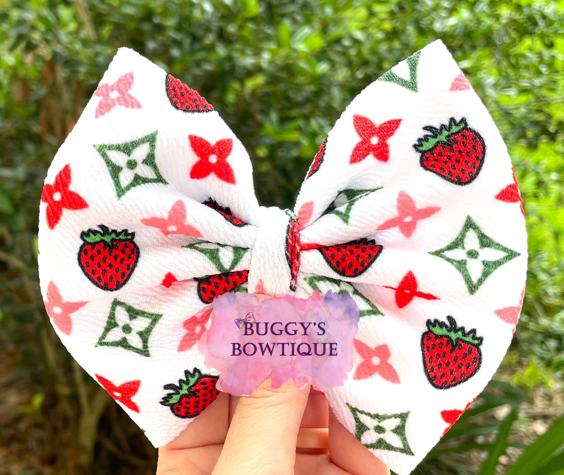 Boujee Strawberry bow/bow tie/headband/piggies/scrunchie