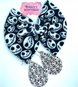 Skeleton Face bow/headband/piggies/Scrunchie