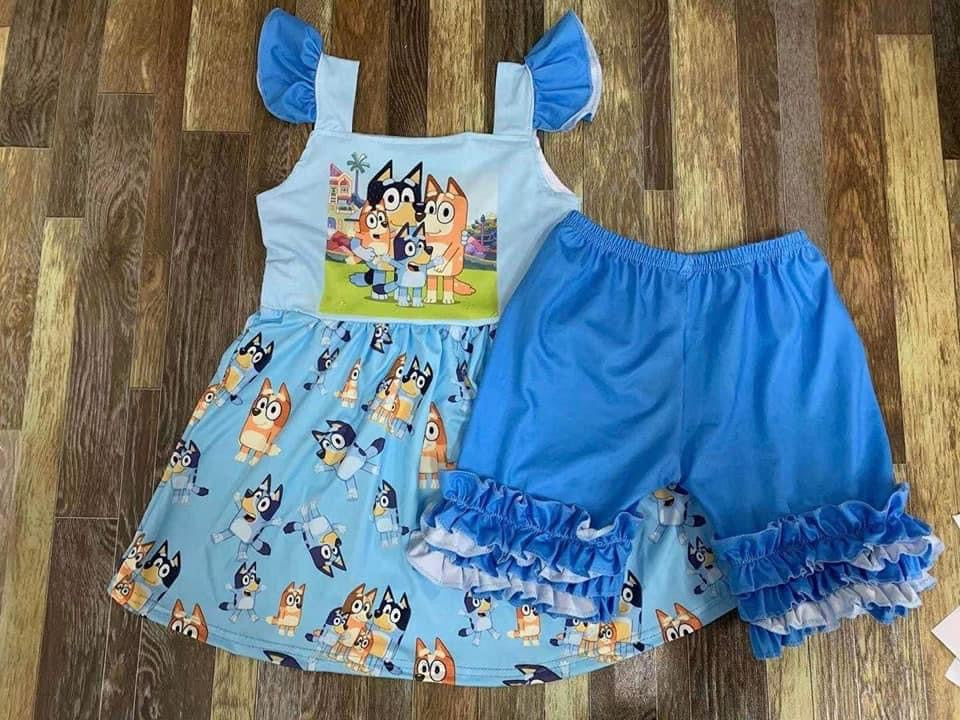 RTS Blue Dog Shorts Set