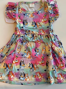 RTS Blue Dog Pearl Dress