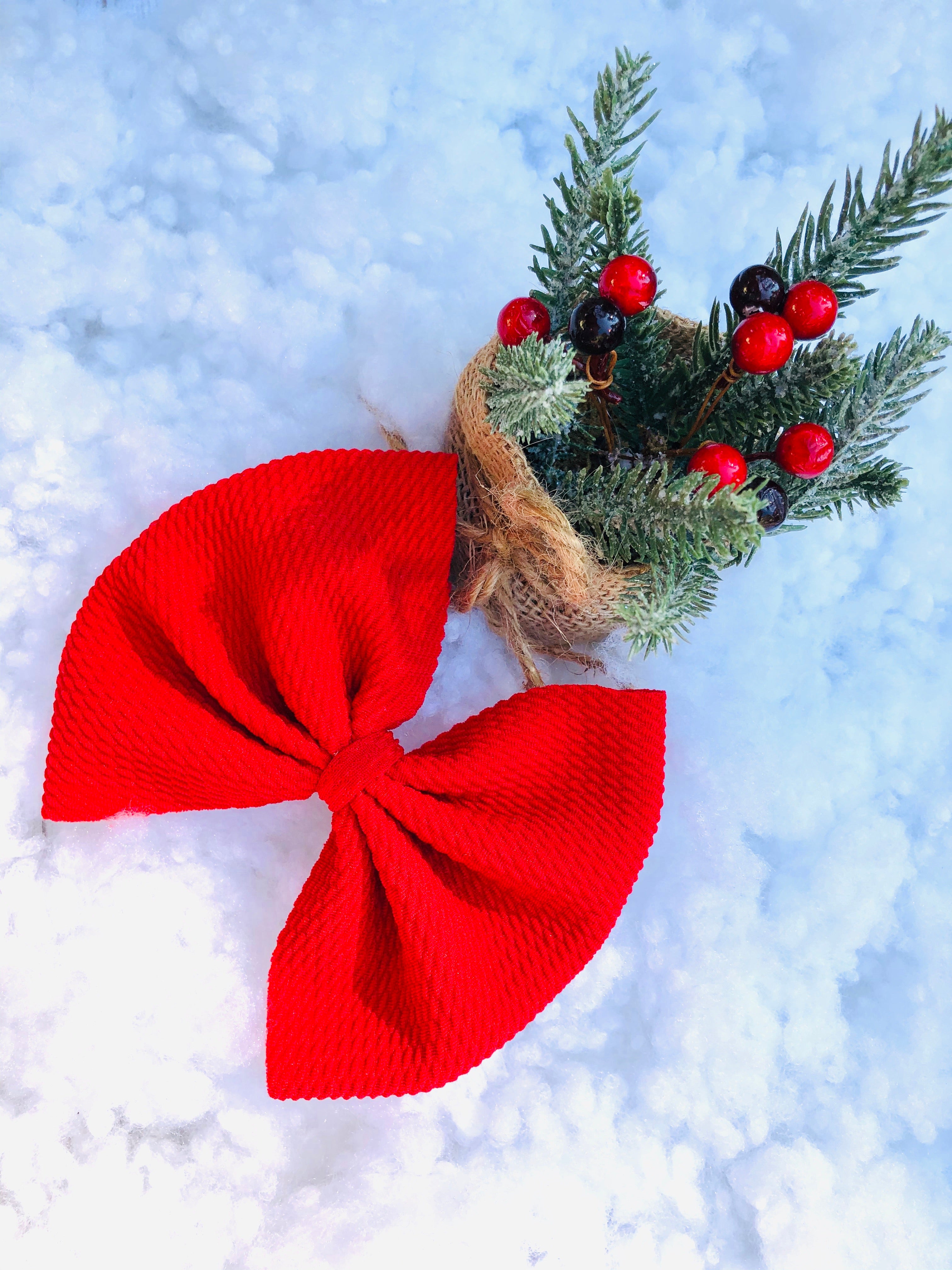 Solid red bow/bow tie/headband/piggies/Scrunchie