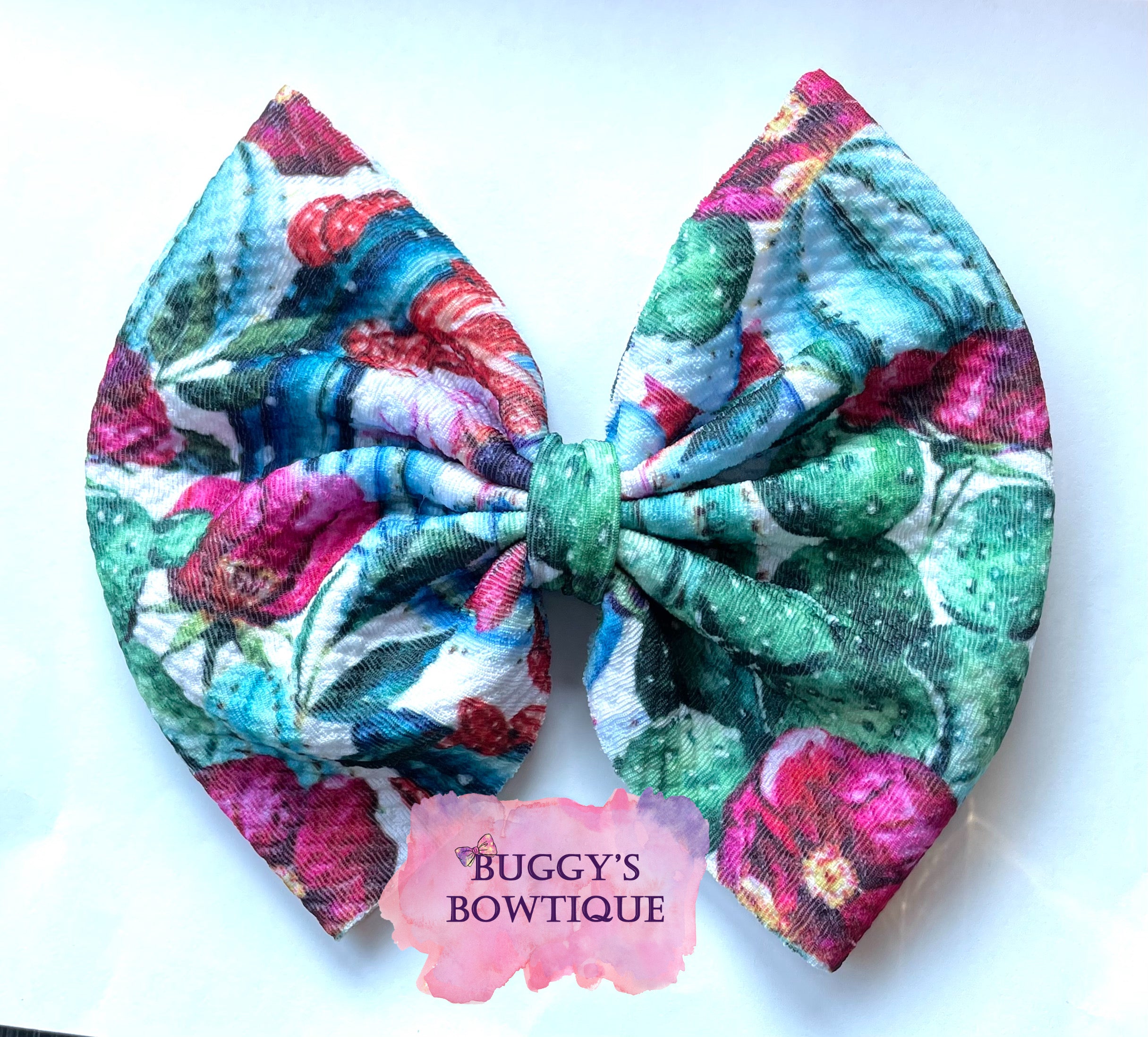 Floral Cactus bow/bow tie/headband/piggies/scrunchie