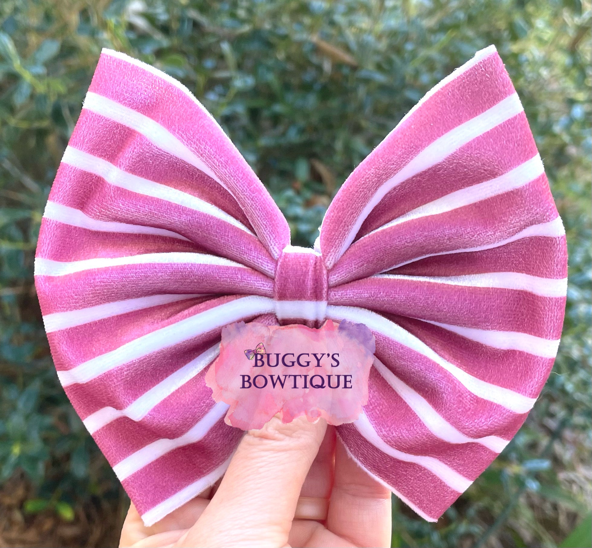 Mulberry Stripe VELVET bow/bow tie/headband/piggies/scrunchie/earrings